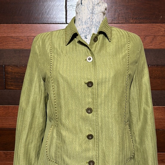 Coldwater Creek Collared Long Sleeve Olive Green Button Down Blazer - Picture 4 of 10